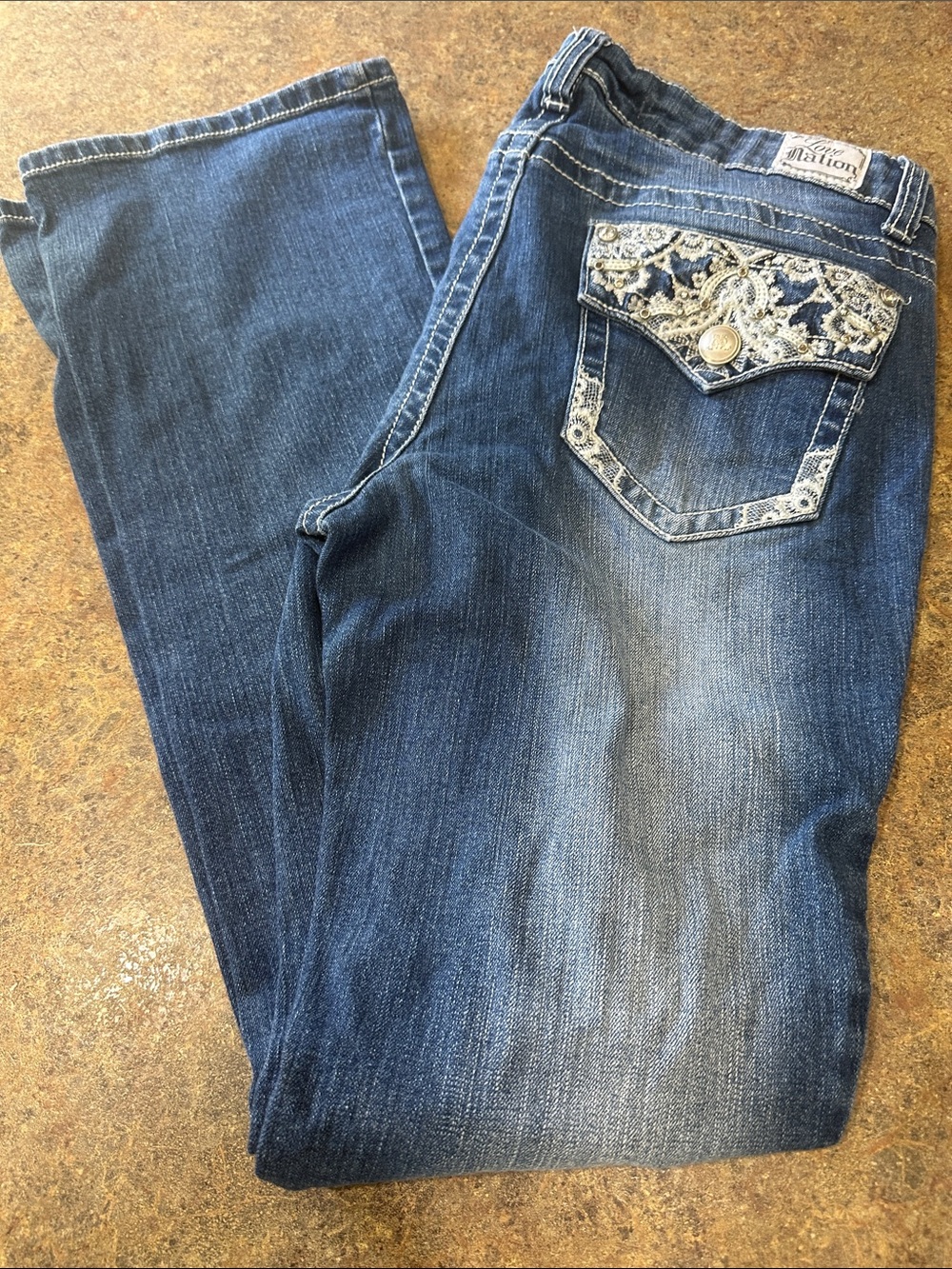 Live Nation Bootcut Jeans in Dark Blue with Embellished Pocket